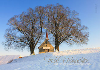 Weihnachtskarte, Weihnachten, Neujahrskarte, Gutenhof, Priska Ziswiler, Ettiswil, Fotokarte,  Schnee, Kapelle, Kapelle im Schnee, Wyher, Wyherkapelle,  Neujahrskarten, Karten zu Weihnachten, Fotokarten zu Weihnachten, Weihnachtskarten, Weihnachtskarten Sc