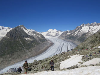 Sehenswürdigkeiten Europa: Schweiz. Im Bild: Der Aletschgletscher, der größte Gletscher der Alpen.