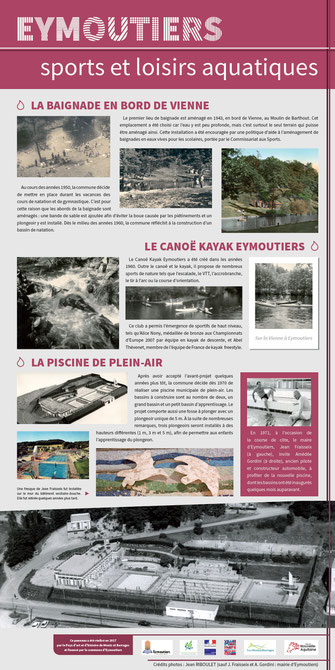 sport sports aquatiques natation baignade Eymoutiers bords de Vienne moulin barthout CKE canoé kayak eymoutiers piscine plein air Pah Pays d'art et d'histoire monts et barrages patrimoine XXème siècle