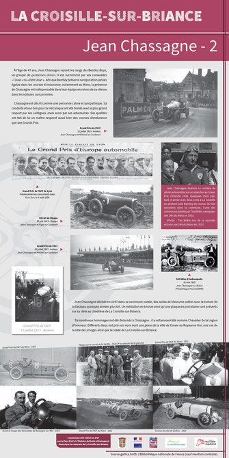 sport automobile jean chassagne chamion automobile la croisille sur briance grand prix ACF amiens irlande 500 miles indianapolis gestapo circuit sarthe coupe voiturettes boulogne sur mer course de côte gaillo Pah Pays d'art d'histoire monts et barrages