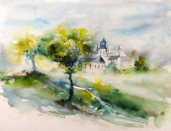 Aquarelles de monuments du Val de Loire