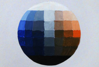 Farbkugel querschnitt, Orange Ultramarinblau