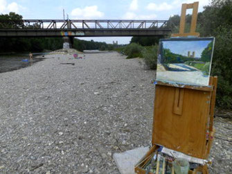 feldstaffelei, ölbild an der isar
