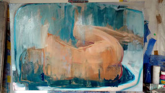 frauenakt liegend studio wor in progress