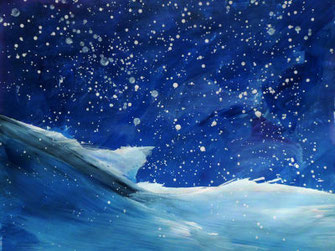 winterlandschaft im gebirge mit fallendem schnee