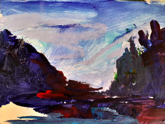 Landschaftsbild in heller und dunkelblauer farbe