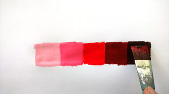 farbabstufungen mit roter farbe, stufen mit weiß und zwei mit komplementärfarbe