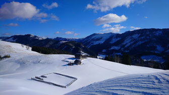 Blick Richtung Osten auf die Sulzriegelalm bei Frein an der Mürz
