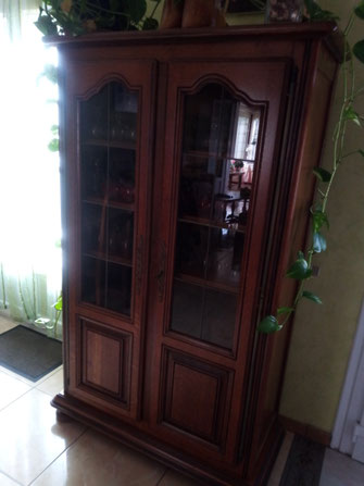 relooking et restauration de meuble le mans sarthe buffet vitrine gris blanc patine bois naturel camaelle