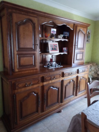 relooking et restauration de meuble le mans sarthe buffet vitrine gris blanc patine bois naturel camaelle
