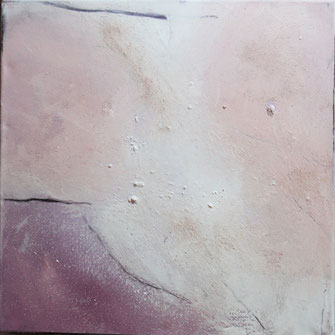 je Bild 40 x 40, Violett Pigmente und Kohlestift 