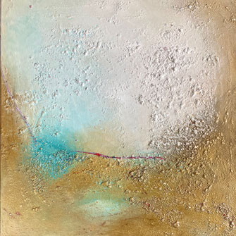 je Bild 40 x 40, Marmormehl, Türkis, Gold