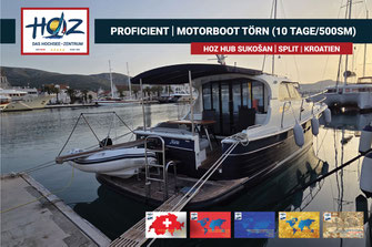 HOZ PROFICIENT Motorboot-Meilentörn Kroatien – 10 Tage/500 SM ab HUB Sukošan-Split, Motorboot-Meilen für Schweizer Hochseeschein CCS/SYA