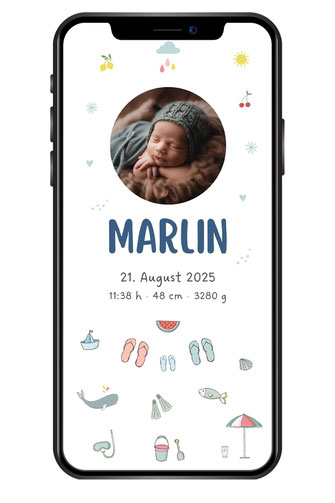 Geburtskarte elektronisch Geburt ankündigen E-Card WhatsApp Mail Geburtsanzeige digital