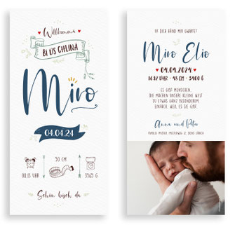 Geburskarte Baby Lettering Stil Schweiz kartendings