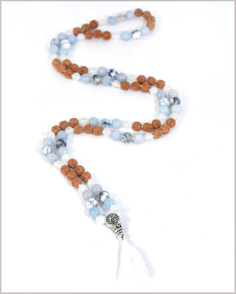 Malakette mit Achat & Jade Edelsteinen  & Rudraksha Perlen  - Brahmi -  89,- €