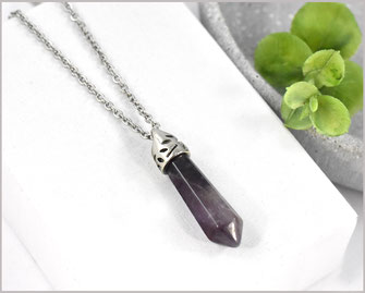 Amethyst Edelstein Pendel an Edelstahl Kette  12,90 €