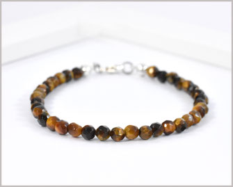 Tigerauge Edelstein Armband 4 mm  mit 925 Silber  33,90 €   