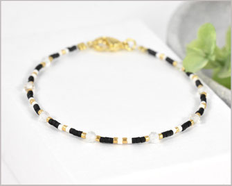 Bergkristall Edelstein Armband mit Miyuki Perlen Mix  27,90 €