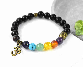 Chakra Edelstein Armband mit  Achat Perlen, 8 mm  21,90  €