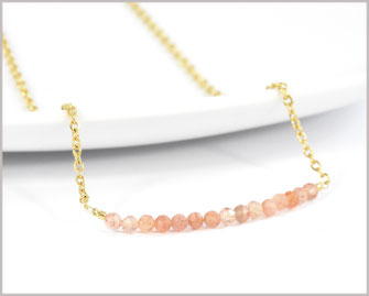 Sunstone / Sonnenstein Edelstein Kette  3 mm mit Edelstahl  21,90 €