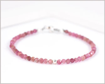 Turmalin rosa Edelsteinarmband 3 mm mit 925 Silber  37,90 €