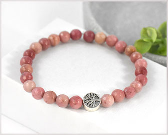 Rhodochrosit Edelsteinarmband 8 mm  mit Lebensbaum  23,90 €