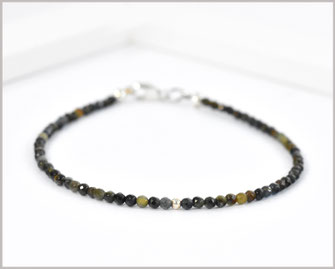 Tigerauge Edelstein Armband 2 mm  mit 925 Silber  36,90 € 