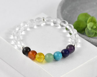 Chakra Edelstein Armband mit  Bergkristall Perlen 8 mm  21,90 €