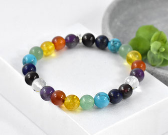 Chakra Edelstein Armband mit  Bergkristall Perlen 8 mm  24,90 €