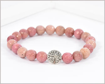 Rhodochrosit Edelsteinarmband 8 mm  mit Lebensbaum  23,90 €