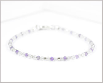 Amethyst, Bergkristall und Rosenquarz 2 mm  Edelstein Armband  