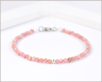 Rhodochrosit Edelsteinarmband 3 mm  925 Silber  35,90 €
