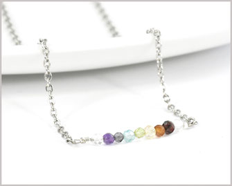 Chakra Edelsteinkette 3 mm mit Edelstahl