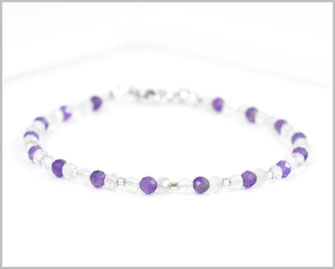 Amethyst und Bergkristall Edelstein Armband  3 mm  35,90 €