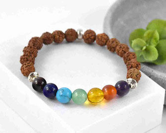 Chakra Edelstein Armband mit  Rudraksha Perlen, 8 mm  18,90 €