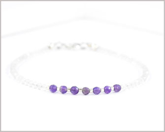 Amethyst und Bergkristall Edelstein Armband 2+3 mm