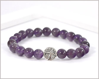 Amethyst Edelstein Armband mit Baum des Lebens 8 mm  22,90 €