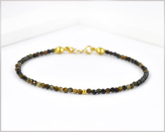Tigerauge Edelstein Armband 2 mm  mit 925 Silber - vergoldet  38,90 € 