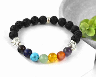 Chakra Edelstein Armband mit  Lava Perlen, 8 mm  21,90 €