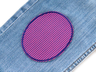 ovale Knieflicken zum aufbügeln für Kinderhosen, schlichte pink blaue Hosenflicken 