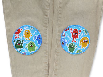 mit Monster Flicken zum aufbügeln Kinderhosen leicht reparieren