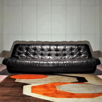 French Fiberglass Shell and Leather Sofa Attr. to Airborne International, circa, 1969
