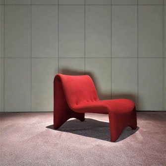 Etienne Fermigier Original Red Upholstered Lounge Chair by Airborne International, France, 1972