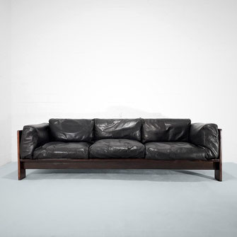 Tobia & Afra Scarpa Bastiano Black Leather Sofa for Gavina, 1962