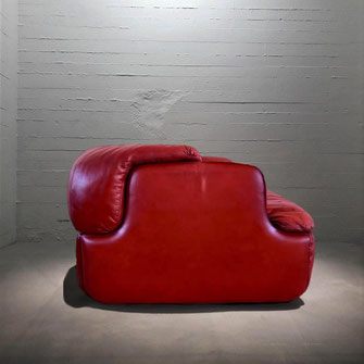 Alberto Rosselli "Confidential" One Seater Leather Sofa for Saporiti Italia, 1972