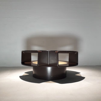 Jean Maneval Brown Methacrylate, Polyester Table, Model "Orion", France, 1968-70