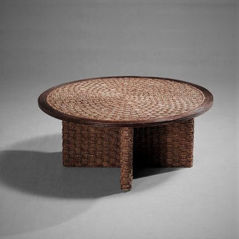 Audoux & Frida Minet Braided Rope Coffee Table, France, 1950s