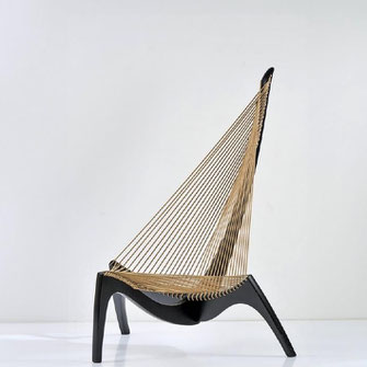  Jørgen Høvelskov  Harp Chair, 1st Edition, Mfg. Christensen & Larsen  Ashwood, Rope Copenhagen, Danish Mid Century Modern Art Furniture, Denmark, 1963 - PN.Modern pnmodern