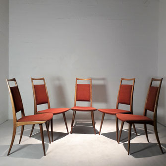 Italian Dining Chairs, Set of Five, 1950s